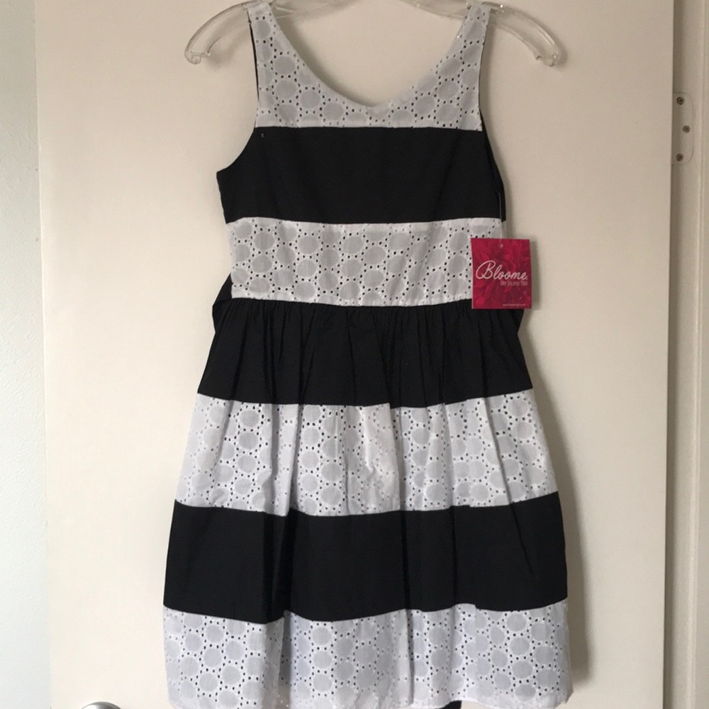 NWT Black and White Eyelet Striped Dress